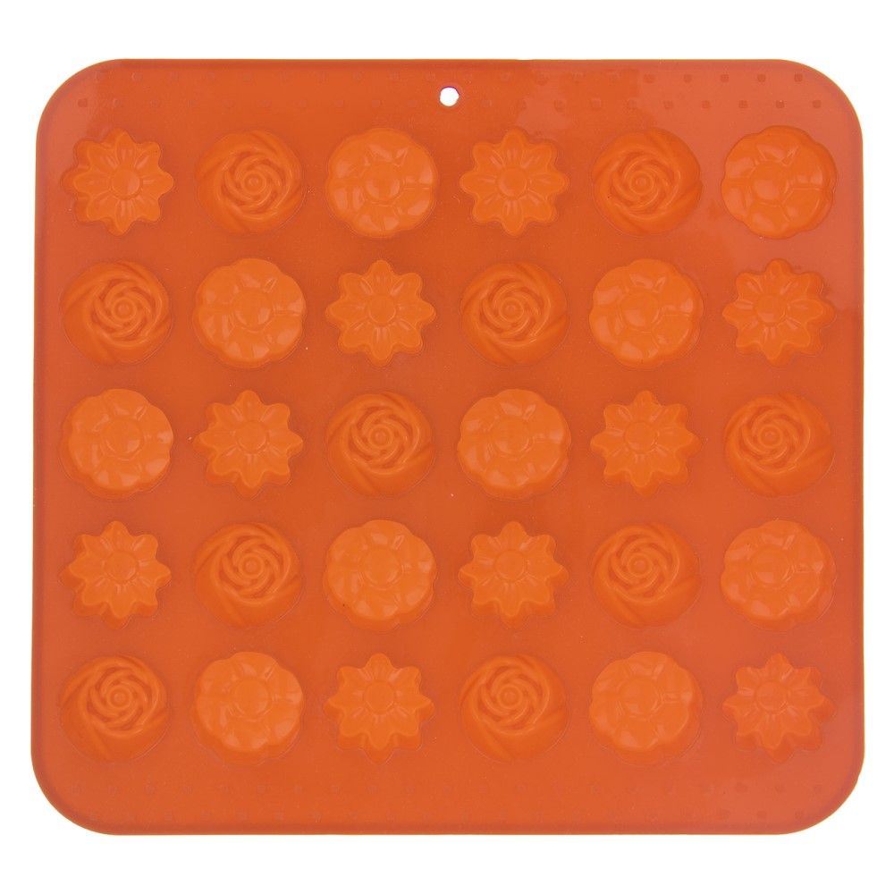 Orion Forma silikon na čokoládu, Kytičky 30, oranžová