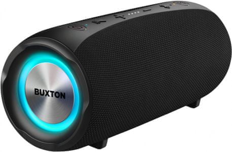 bezdrátový přenosný reproduktor buxton bbs 7700 bt Bluetooth aux in slot pro karty výdrž až 9 h na nabití true wireless stereo funkce světelné efekty ipx7