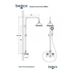 Besco Nástěnný sprchový set RETRO chrom