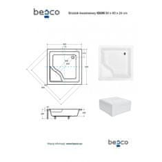 Besco Čtvercová sprchová vanička IGOR 80 cm 80 cm S nožičkami