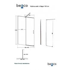 Besco Walk-in sprchový kout VAYO CHROM 200 cm Chrom/Leštěný hliník (ALU) Univerzální Levé / Pravé Čiré bezpečnostní sklo - 8 mm 100 cm
