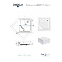 Besco Čtvercová sprchová vanička IGOR 90 cm 90 cm S nožičkami