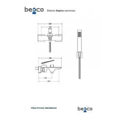 Besco Nástěnná vanová baterie ASPIRA zlatá s příslušenstvím