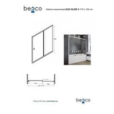 Besco Vanová zástěna DUO SLIDE II Hliník leštěný 170 cm 150 cm Acidato bezpečnostní sklo - 6 mm Hliník