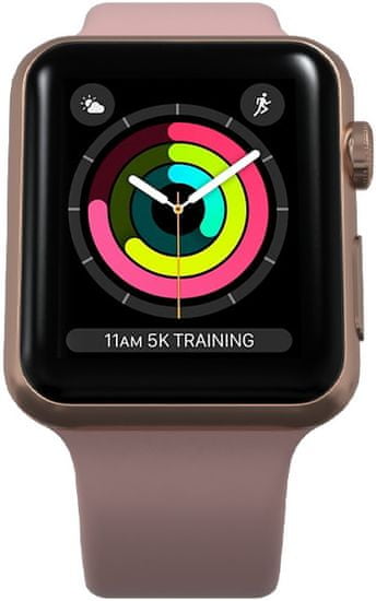 Apple Refurbished Watch Series 3, 42mm Gold Aluminium Case with Pink Sand Sport Band (Renewd)