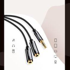 Ugreen Splitter audio kabel 3.5mm mini jack 25cm, černý