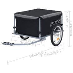 Greatstore Přívěsný vozík za kolo černo-šedý 65 kg