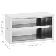 Vidaxl Nástěnná kuchyňská skříňka 90 x 40 x 50 cm nerezová ocel