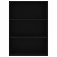 Greatstore 3patrová knihovna černá 80 x 30 x 114 cm dřevotříska