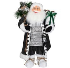 Dům Vánoc Santa v dlouhém šedém kabátku 60 cm