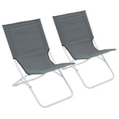 Greatstore Skládací plážové židle 2 ks šedé