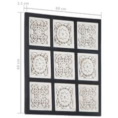 Greatstore Ručně vyřezávaný nástěnný panel MDF 60x60x1,5 cm černý a bílý