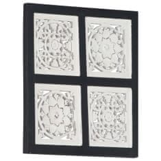 Greatstore Ručně vyřezávaný nástěnný panel MDF 40x40x1,5 cm černý a bílý