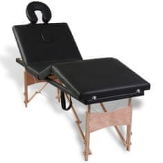 Petromila Černý skládací masážní stůl se 4 zónami a dřevěným rámem