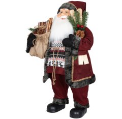 Dům Vánoc Santa v červeném kabátku s lyžemi a dárky 80 cm