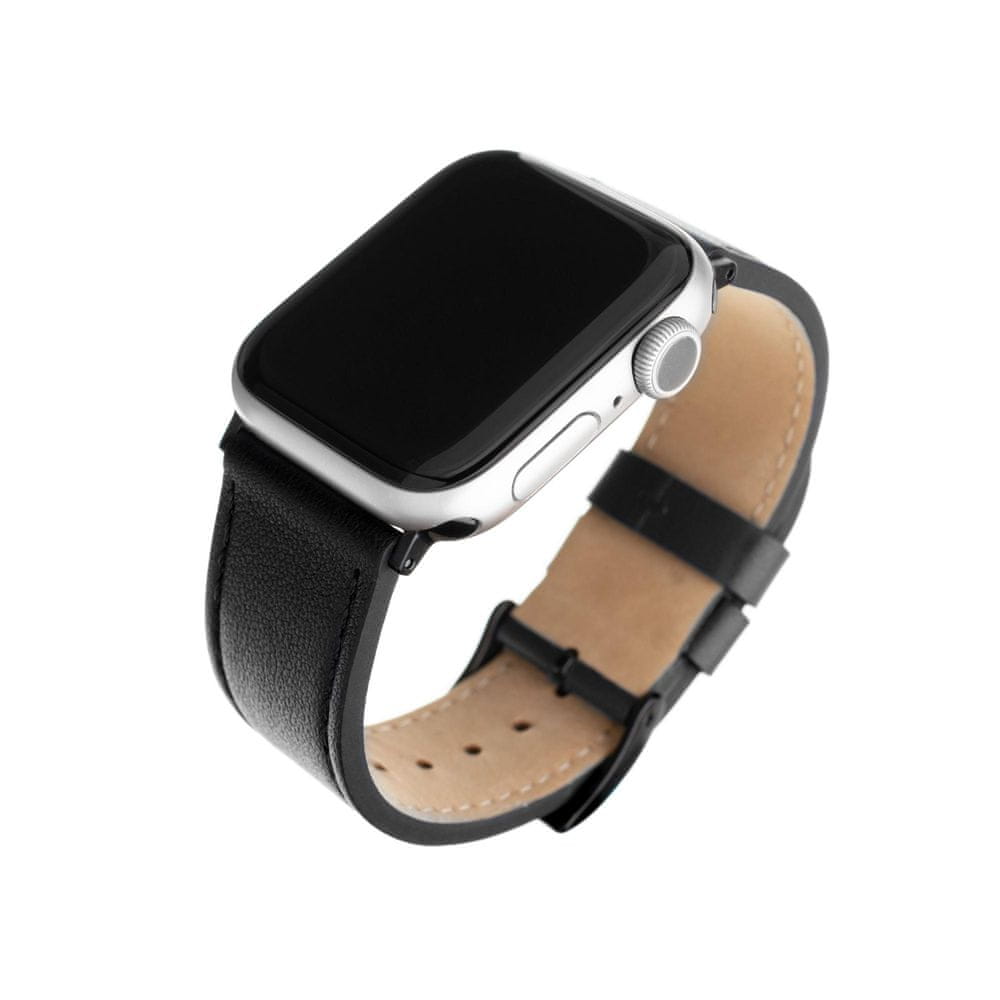 FIXED Kožený řemínek Leather Strap pro Apple Watch 42mm/44mm, černý FIXLST-434-BK