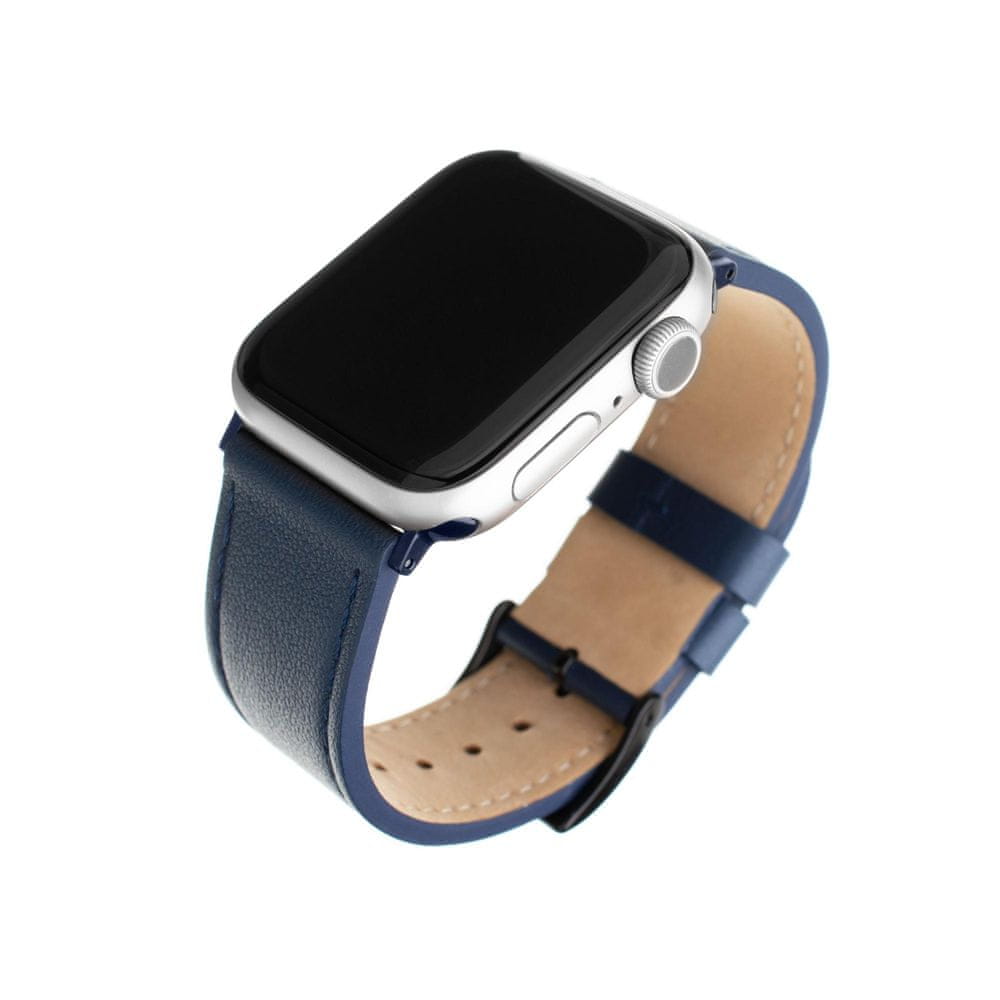FIXED Kožený řemínek Leather Strap pro Apple Watch 42mm/44mm, modrý FIXLST-434-BL