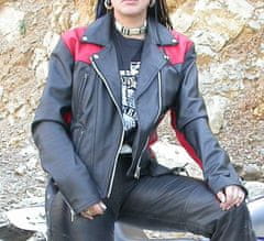 Bikersmode bunda dámská F-D1 kožená na chopper barva: černá/červená, Velikost: 40
