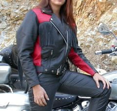 Bikersmode bunda dámská F-D2 kožená na chopper barva: černá/červená, Velikost: 36
