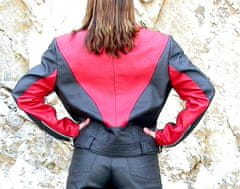 Bikersmode bunda dámská F-H1 kožená na chopper barva: černá/červená, Velikost: 40