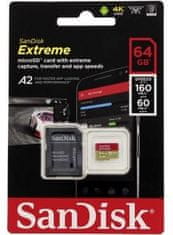 SanDisk Micro SDXC Extreme 64GB 160MB/s A2 UHS-I U3 V30 + SD adaptér (SDSQXA2-064G-GN6MA)