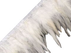 Kraftika 1m 3 bílá prýmek - kohoutí peří šíře 12 cm, péřové prýmky