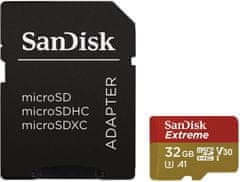 SanDisk Micro SDHC Extreme 32GB 100MB/s A1 UHS-I U3 V30 pro akční kamery + SD adaptér (SDSQXAF-032G-GN6AA)