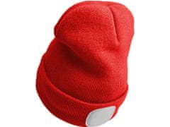 SIXTOL Čepice s čelovkou 180lm, nabíjecí, USB, univerzální velikost, bavlna/PE, červená
