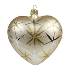 Decor By Glassor Vánoční srdce krémové s hvězdami (Velikost: 6)