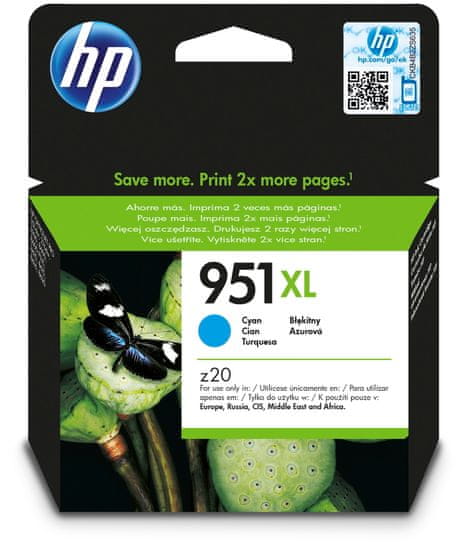 HP 951XL azurová - originální náplň (CN046AE)