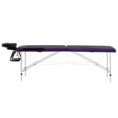 Petromila Skládací masážní stůl se 2 zónami hliník černý a fialový