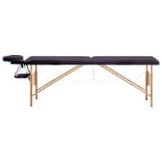 Greatstore Skládací masážní stůl 2 zóny dřevěný nachový