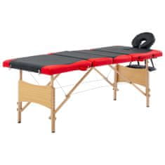 Greatstore Skládací masážní stůl 4 zóny dřevěný černý a červený