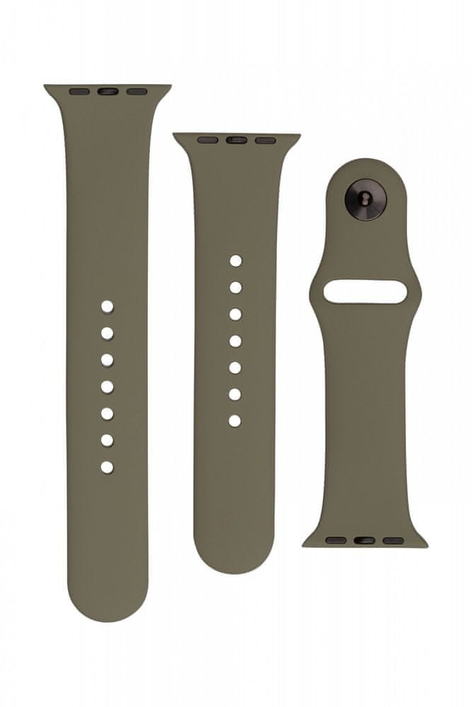 FIXED Set silikonových řemínků Silicone Strap pro Apple Watch 38/40/41 mm FIXSST-436-OL, olivový
