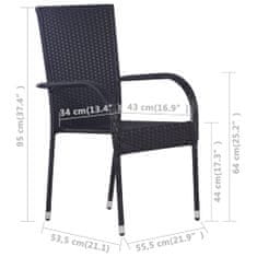 Petromila Stohovatelné zahradní židle 6 ks polyratan černé