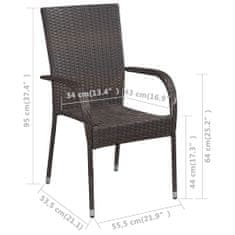 Petromila Stohovatelné zahradní židle 4 ks polyratan hnědé