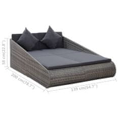 Vidaxl Zahradní postel šedá 200 x 139 cm polyratan