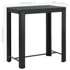 Greatstore Zahradní barový stůl černý 100 x 60,5 x 110,5 cm polyratan