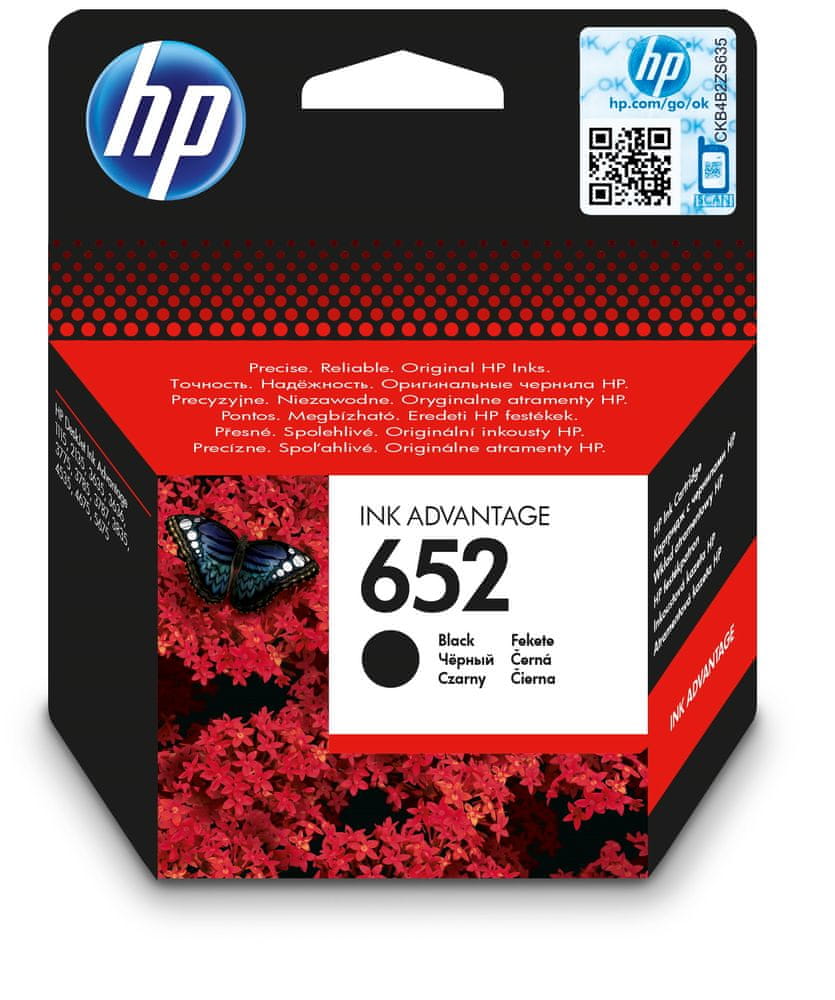 HP 652 černá - originální náplň (F6V25AE)