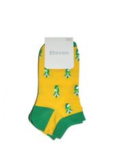 STEVEN Dámské vzorované ponožky Steven art.042 žlutozelená 38-40