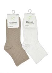 STEVEN Dámské vzorované ponožky Steven Bamboo art.125 bílá 35-37