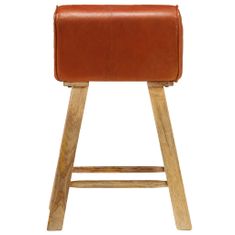 shumee Barové židle 2 ks pravá kůže a masivní mangovníkové dřevo