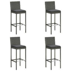 Petromila Zahradní barové stoličky s poduškami 4 ks šedé polyratan