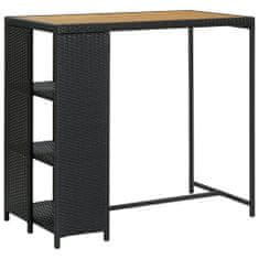 Greatstore Barový stolek s úložným regálem černý 120x60x110 cm polyratan