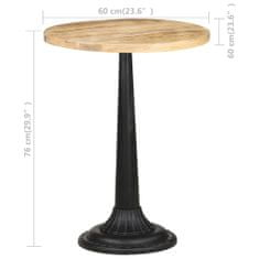 Vidaxl Balkonový stolek Ø 60 x 76 cm hrubé mangovníkové dřevo
