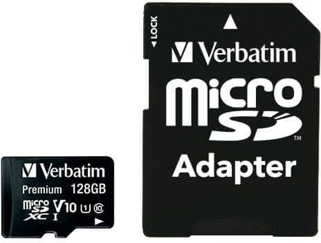 Verbatim MicroSDXC 128GB (Class 10) + SD adaptér (44085)