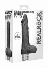 Shots Toys RealRock Realistic Vibrating Dildo with Balls 17cm Black vibrátor