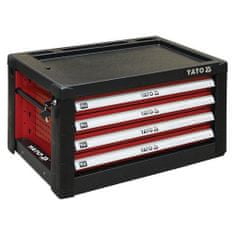 YATO Skříňka dílenská přenosná, 4 zásuvky, 690x465x400mm, červená