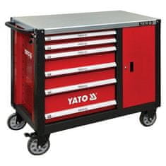 YATO Skříňka dílenská pojízdná, 6 zásuvek +zavírací skříň červená