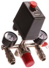 GEKO Tlakový spínací ventil + ukazatele tlaku pro vzduchový kompresor - náhradní díl, GEKO